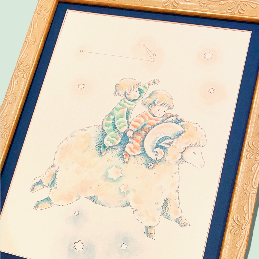 『人魚』ガッシュ　水彩画　原画　オリジナル　手描き　一点物 人魚』ガッシュ 水彩画 原画 オリジナル 手描き 一点物 （手描き