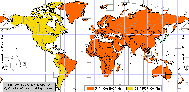 GSM World Coverage Map and GSM Country List.