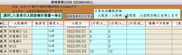 病棟業務2009登録一覧2