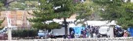 フェリーから見た牡蠣祭り会場
