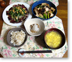 鰹のたたきと煮物