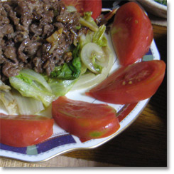 レタスと牛肉のオイスター炒め