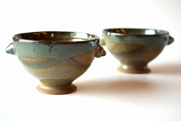 O7鳥取御庭焼 因久山焼名品 古因久山 高麗写し茶碗 勘助