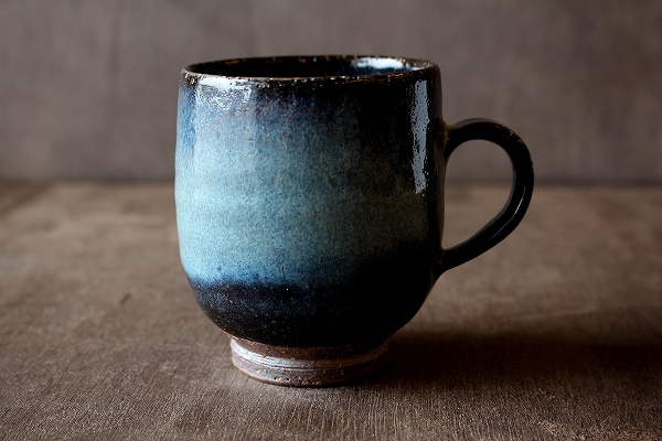 Amazon.co.jp: 萩焼 光彩庵 藍流 マグカップ サイズ 7.5 x 9cm
