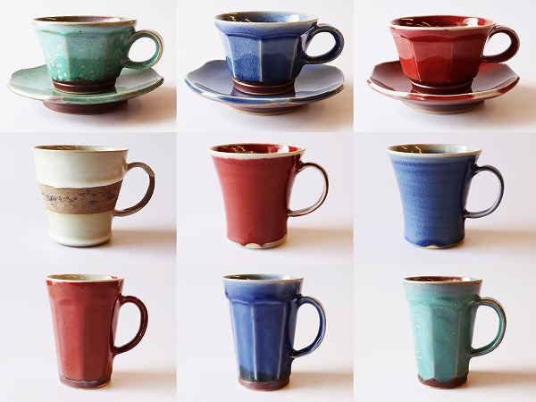 雪舟窯　宝瓶　茶器揃　煎茶器　福郷柳仙　石見焼　てびねり　蓮の茶器 煎茶道具/煎茶器】 煎茶器セット 萩焼き 天龍窯 （湯のみ 6客・宝瓶