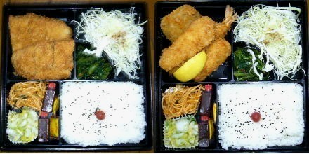 左がロースかつ弁当竹、右が盛り合わせ弁当竹 幸泉のとんかつ弁当