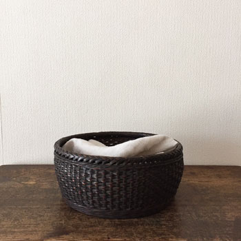 に本の古道具 竹細工のかご アンティーク竹かご