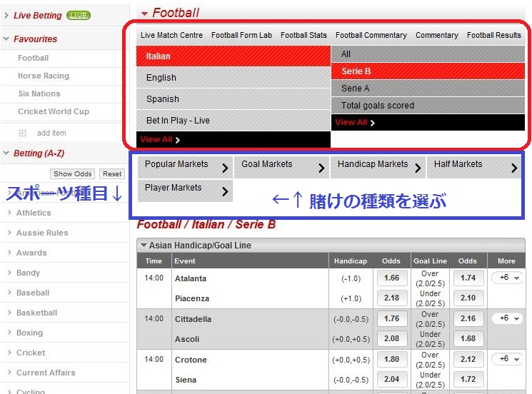 ラドブロックス賭け画面
