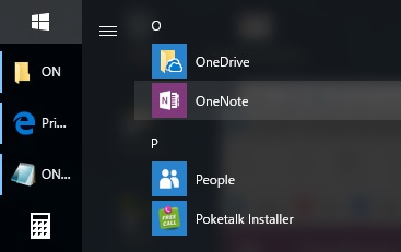 Windows 10 OneNoteアプリ起動