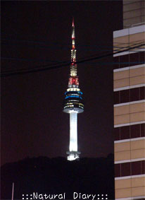夜のNソウルタワー 綺麗 明かり 光 照明 変化 変わる 美しい
