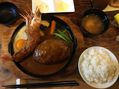 洋食春 海老フライ&ハンバーグ定食