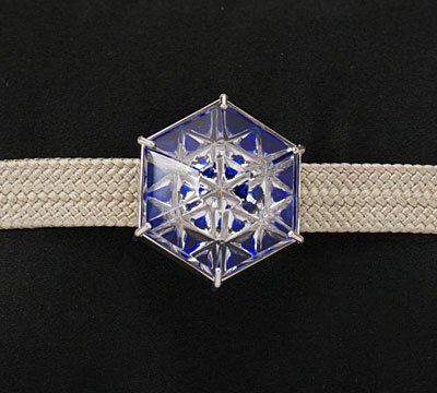 切子帯留「雪」