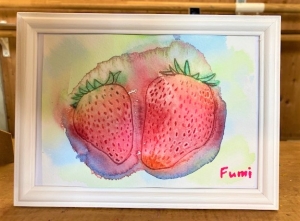 大人クラスの「いちごの水彩画」 | スタジオ＊千ひろば