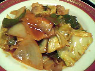 豚肉ケチャップ炒め?