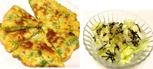 コーンと枝豆入りパンケーキ