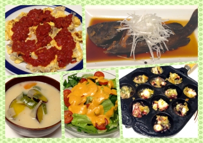ポークピカタ タコのエスカルゴ風 アイナメの煮付け 春菊のサラダ 他 よっしぃの今日のご飯 料理 レシピ