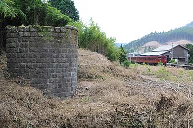 2008年8月1日のJR矢岳駅と給水塔