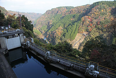 馬見原発電所の沈砂池