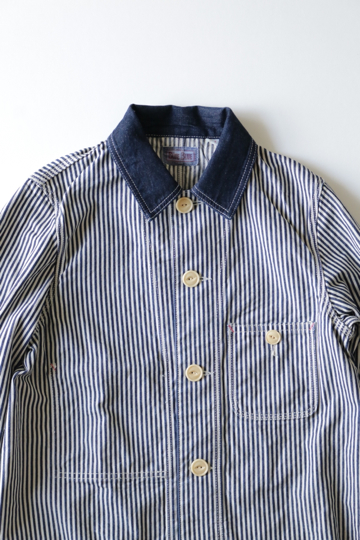 人気 BLUE BLUE ブルーブルー ヒッコリー ストライプ ショップコート ☆BLUE BLUE ヒッコリーストライプ ショップコート☆ | BLUE NEON