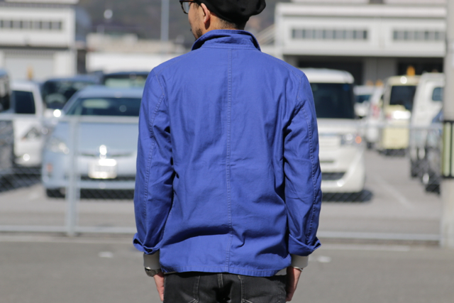 60s VETRA フレンチ カバーオール フェード ワークジャケット 青 L