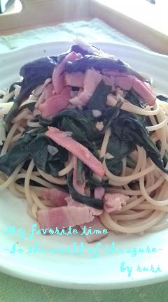 ハンダマとベーコンのパスタ