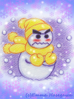 寒がり雪ダルマくん