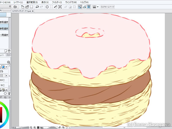 ドーナツの絵制作中