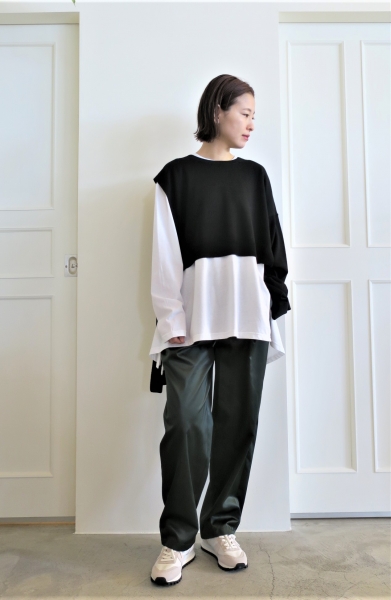 ENFOLD LIMONTAサテンワイド egg TROUSERS