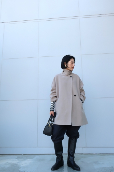 MICA & DEAL Aラインウールリバーコート