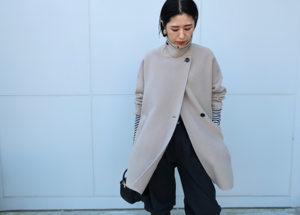 MICA & DEAL Aラインウールリバーコート