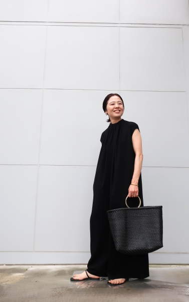 ENFOLD　ハイカウントスタンドネックルーズオールインワン36 ENFOLD ハイカウントスタンドネックルーズオールインワン36