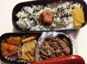 牛肉の生姜煮と筍とかぼちゃの煮物