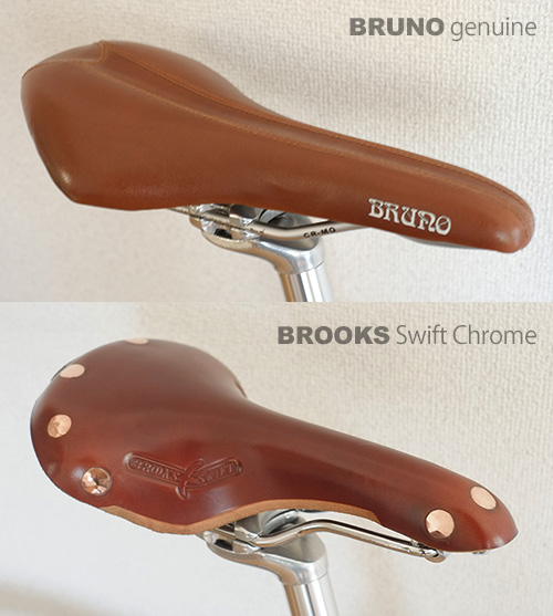 BRUNO純正シートとBROOKS Swift Chrome/斜め前