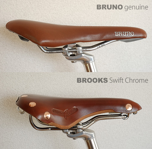BRUNO純正シートとBROOKS Swift Chrome/横から