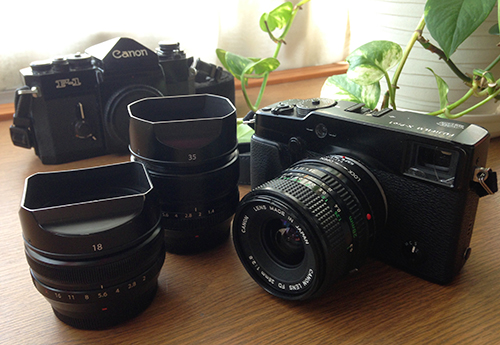 X-Pro1と3本のレンズ達(+F-1ボディ)