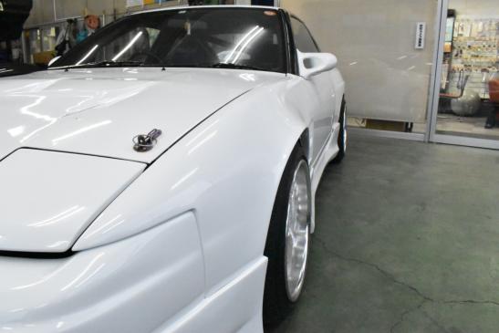 180SXにオリジン製ストリームラインフロントエアロ、40mmワイド