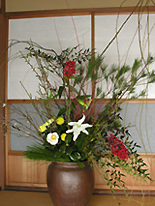 元旦の玄関の花