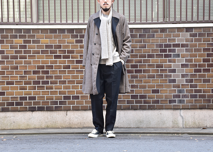 KAPTAIN SUNSHINE / Black Melino Scarf Neck Seemless P/O Sweater