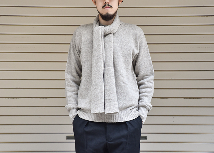 KAPTAIN SUNSHINE / Black Melino Scarf Neck Seemless P/O Sweater