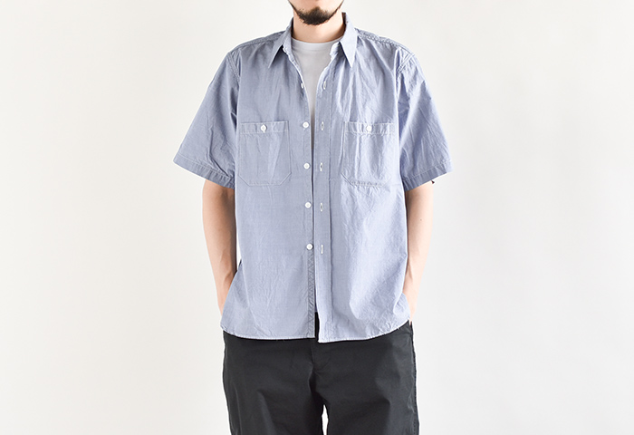 KAPTAIN SUNSHINE 24SS シャツ 青 38 定価35200円 KAPTAIN SUNSHINE 24SS シャツ 青 38 定価35200円