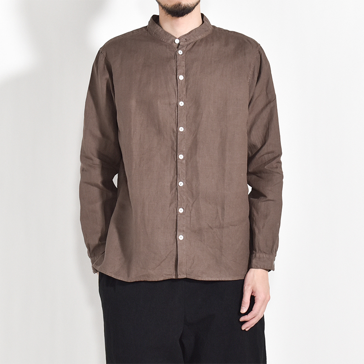 mittan ロングシャツ　カーディガン　ジャケット　草木染 MITTAN OCガラ紡ロングジャケット（草木染）［胡桃］ - Maiden