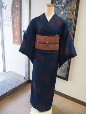 獅子と鏡紋の縫い取りお召着物 | 時代布池田ブログ 獅子と鏡紋の縫い取りお召着物 | 時代布池田ブログ