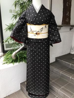 お値下!!白紬コーデ 正絹 紬 着物 塩瀬帯 2点セット お値下!!白紬コーデ 正絹 紬 着物 塩瀬帯 2点セット