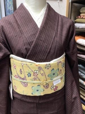 紬に型染め帯の桜の時期のコーディネート | 時代布池田ブログ