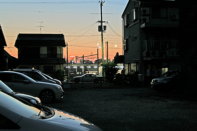 帰り道の夕日