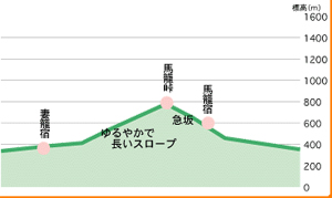 馬籠峠越え・標高図
