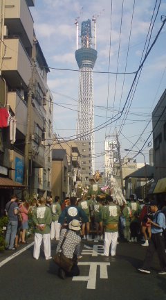 東京スカイツリーと御神輿