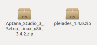 AptanaとPleiadesのZIPファイル