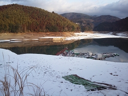 北山ダム 雪 ワカサギ釣り