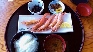 天草ツーリング・クルマエビと教会の島 えびの宮川 エビ塩焼き定食